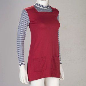 SOLD Vtg 1970s MAROON & Blue Schoolgirl Jumper